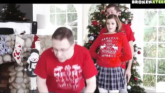 Christmas incest of brother and sexy sister