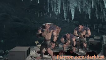 Hard erotic anime with Tomb Raider and lustful monsters